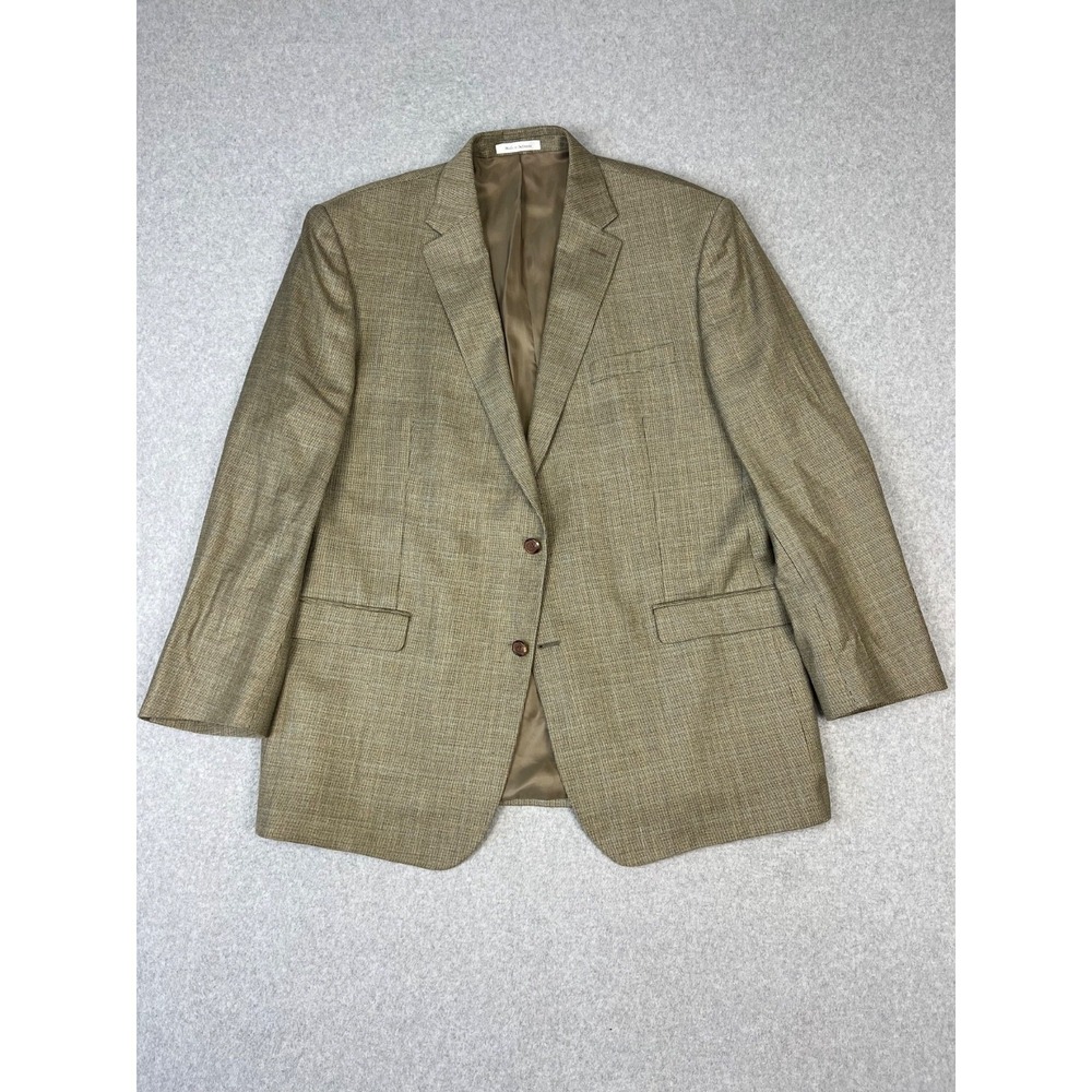 Lauren Ralph Lauren Blazer Mens 48L Brown Check Wool Silk 2 Button Sport Coat